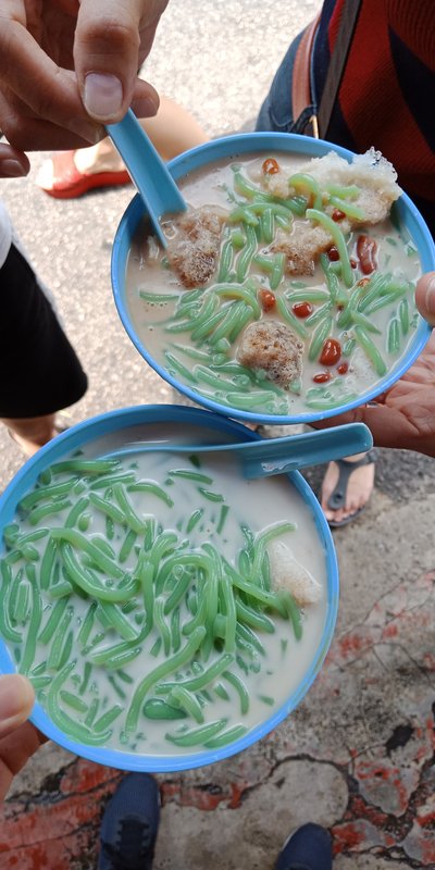 Cendol Malaysian dessert with pandan jelly coconut milk and palm sugar syrup