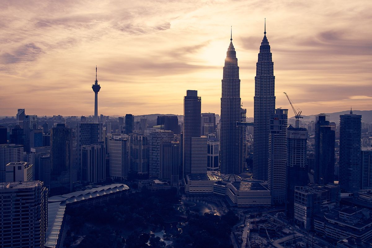 Kuala Lumpur skyline with Petronas Towers and modern skyscrapers